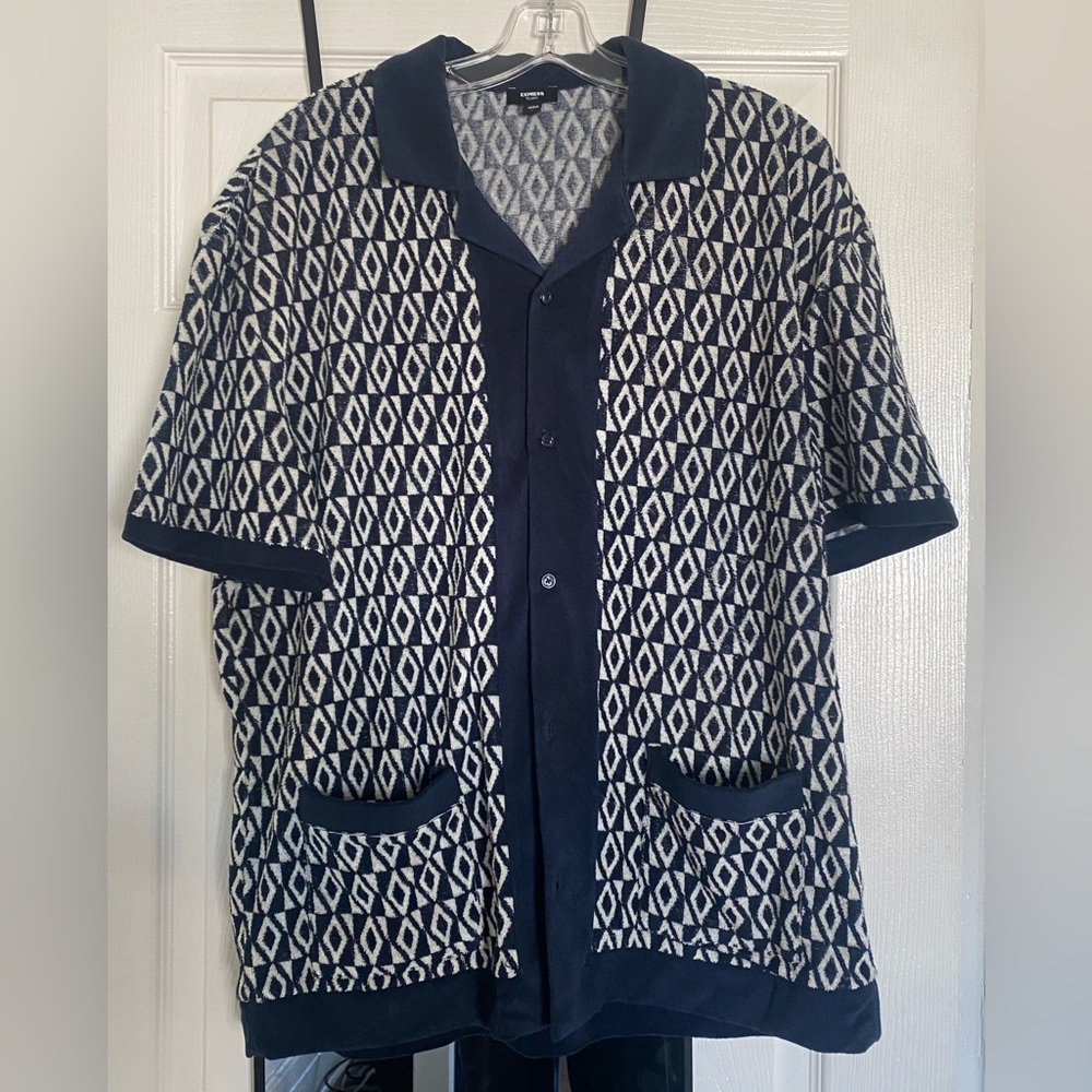 Navy and White Patterned MENS SHIRT